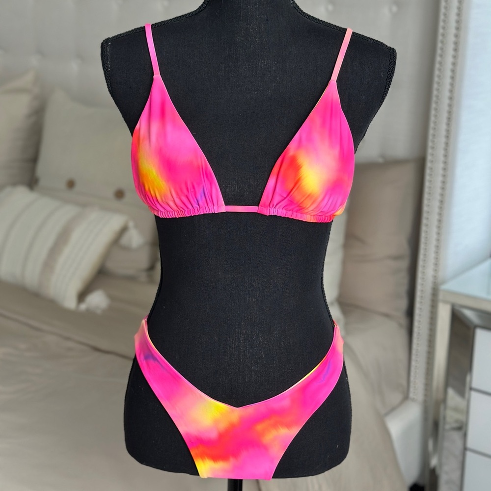 Neon Pink Tie-Dye Bikini Set